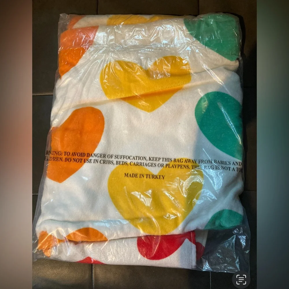 Rainbow hearts beach towel pride